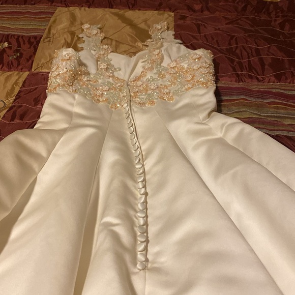 Cream sequined wedding dress.  Length from waist 106 inches. - Picture 7 of 10